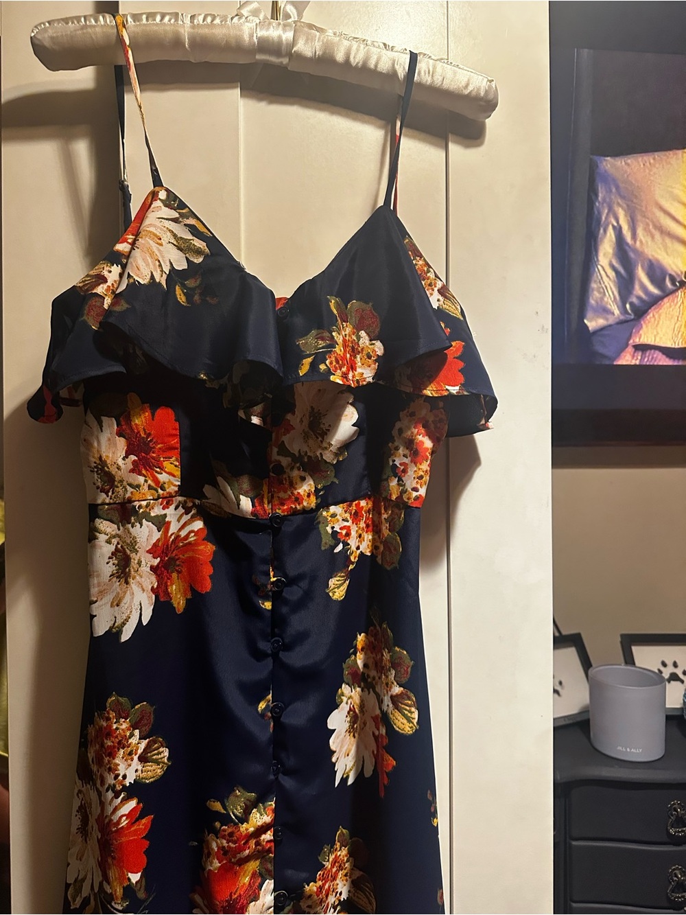 NWOT Band Of Gypsies Floral Ruffle Strap Maxi Dress - Picture 12 of 12